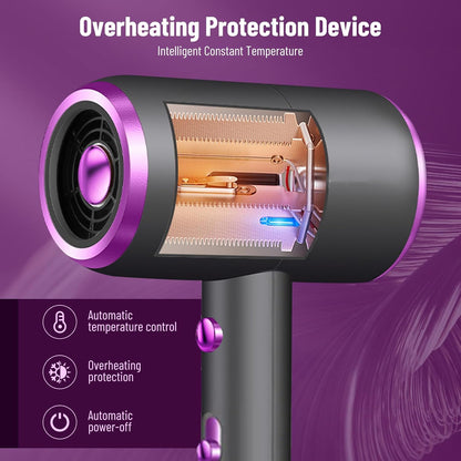 Quiet hair dryer showing cool shot button.