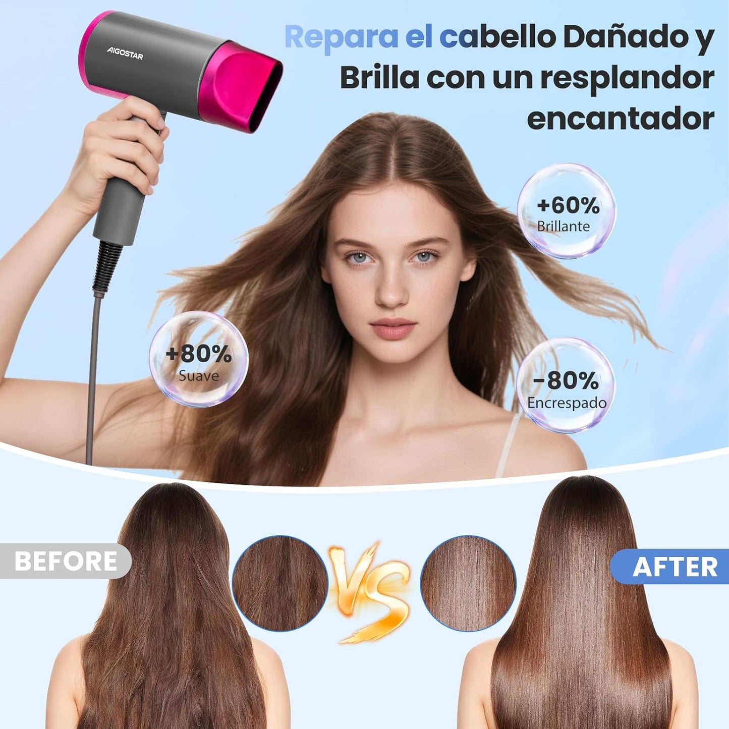 Compact hair dryer folded for travel and storage.