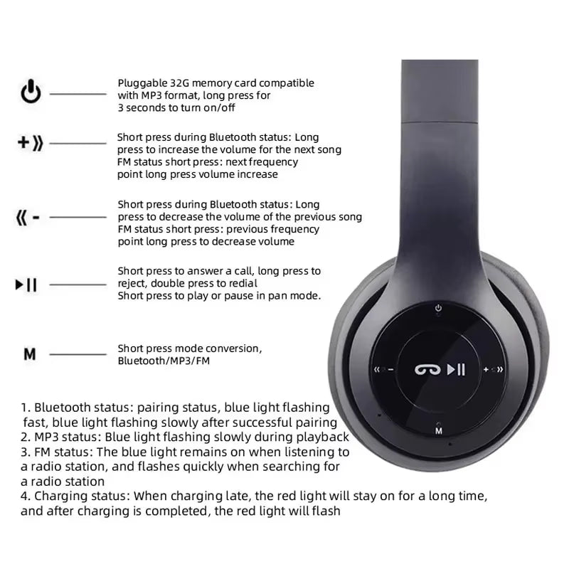P47 wireless headset connected to iPhone playing music