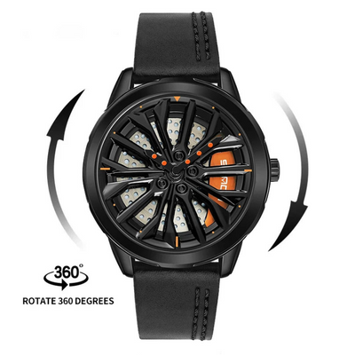 Rim Watch unique automotive sports watch with spinning hub design for men