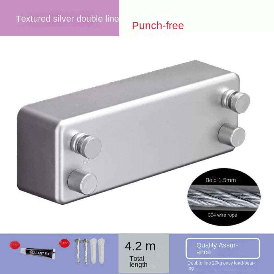 Punch-free Invisible Telescopic Drying Rack Balcony Bathroom Indoor And Outdoor Drying Rack Bold 304 Stainless Steel Wire Rope