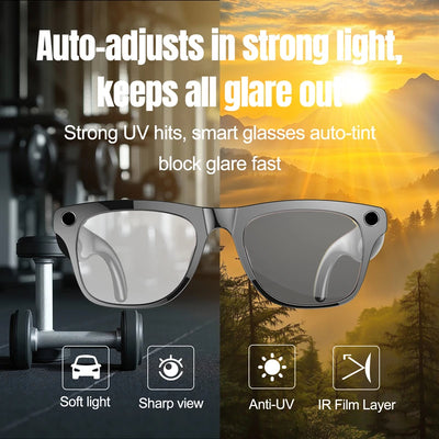 AR glasses featuring photochromic lenses and Bluetooth connectivity for hands-free calling