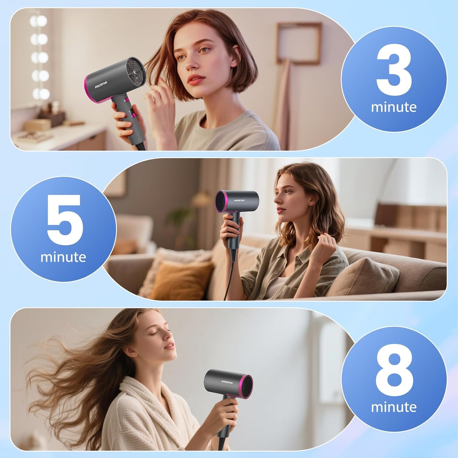 Portable hair dryer with cool shot button.