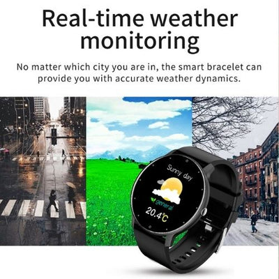 Waterproof smart watch with weather monitoring and health tracker features