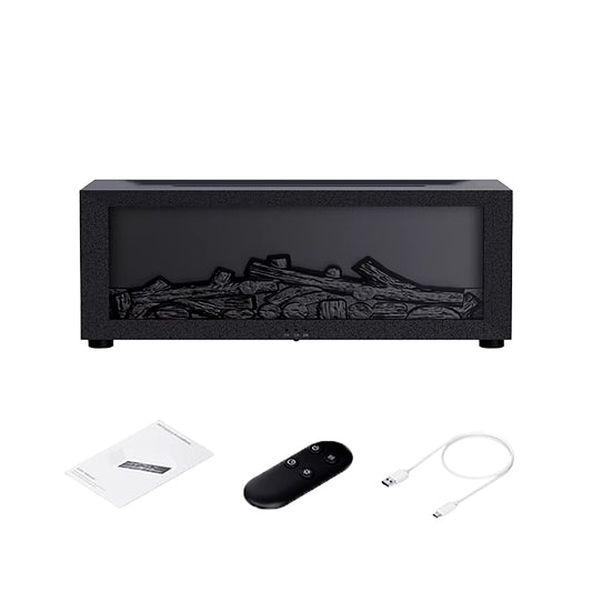 Black flame humidifier displaying realistic orange and red light.