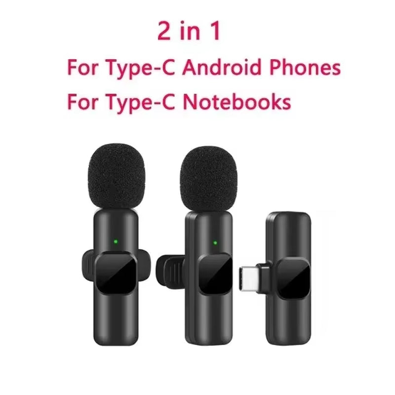 Wireless lavalier microphone universal compatibility with iPhone iPad Android laptop