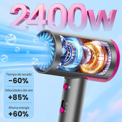 Travel hair dryer shown with detachable diffuser.