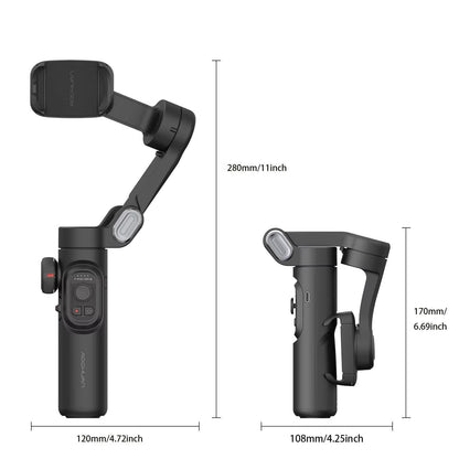 Mobile gimbal stabilizer ergonomic design for comfortable handheld filming