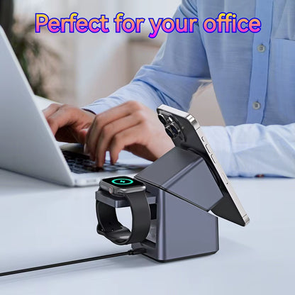 Folded travel-ready rotating magnetic wireless charger 15W