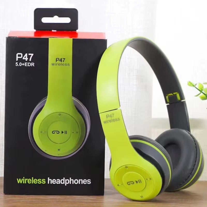 P47 Wireless Bluetooth Headphones – Foldable with Mic