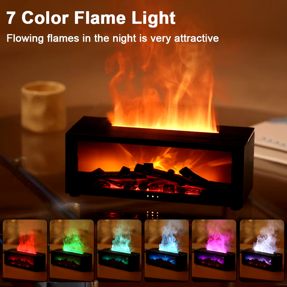 Humidifier with LED light showing color changing effect.
