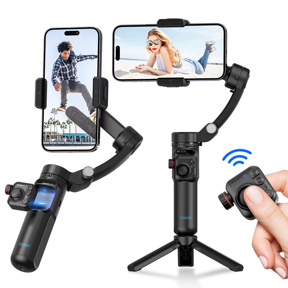 Anti-shake phone holder gimbal with universal compatibility for iPhone and Xiaomi