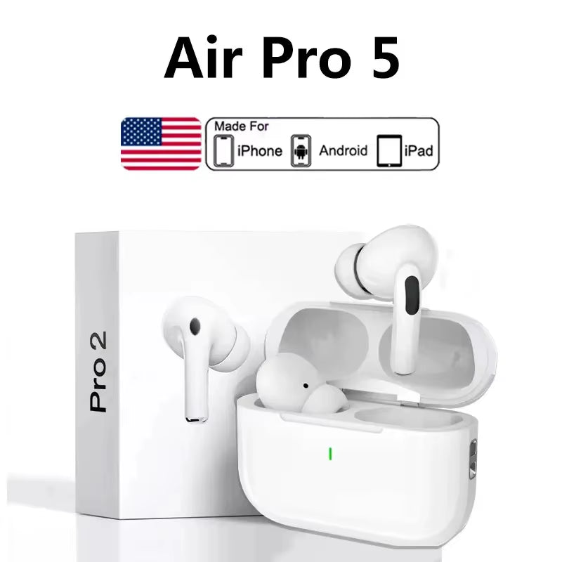 Close-up of person wearing Air Pro 5 noise cancelling earbuds
