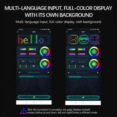 Multi-language input and full-color display interface for LED face mask for Halloween.