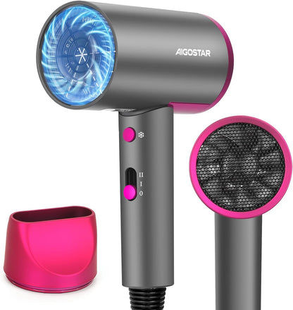 Aigostar 2400W ionic hair dryer in grey and pink.
