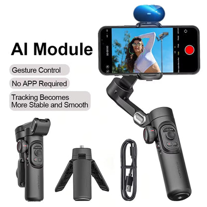 3-axis gimbal stabilizer foldable portable design for travel vlogging