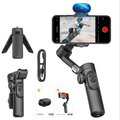Image showcasing the sleek, ergonomic design of the smartphone gimbal.