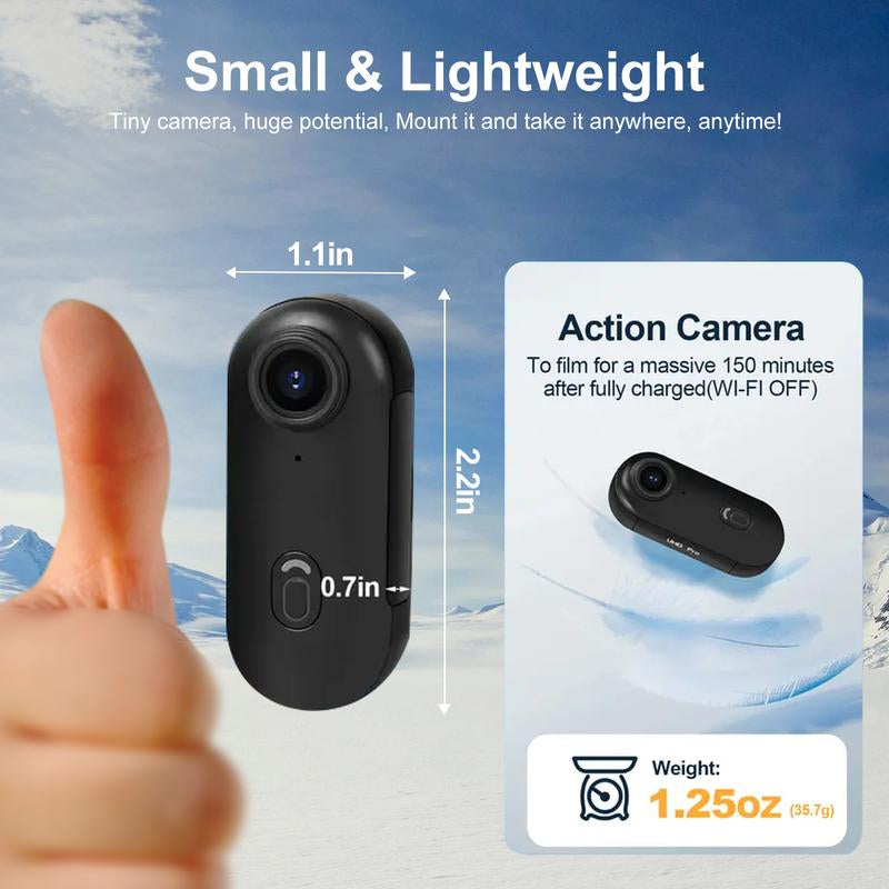 Portable action camera with accessories