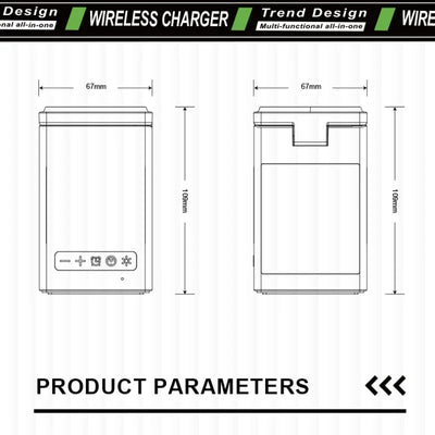 Wireless charging station with adjustable LED night light and digital alarm clock
