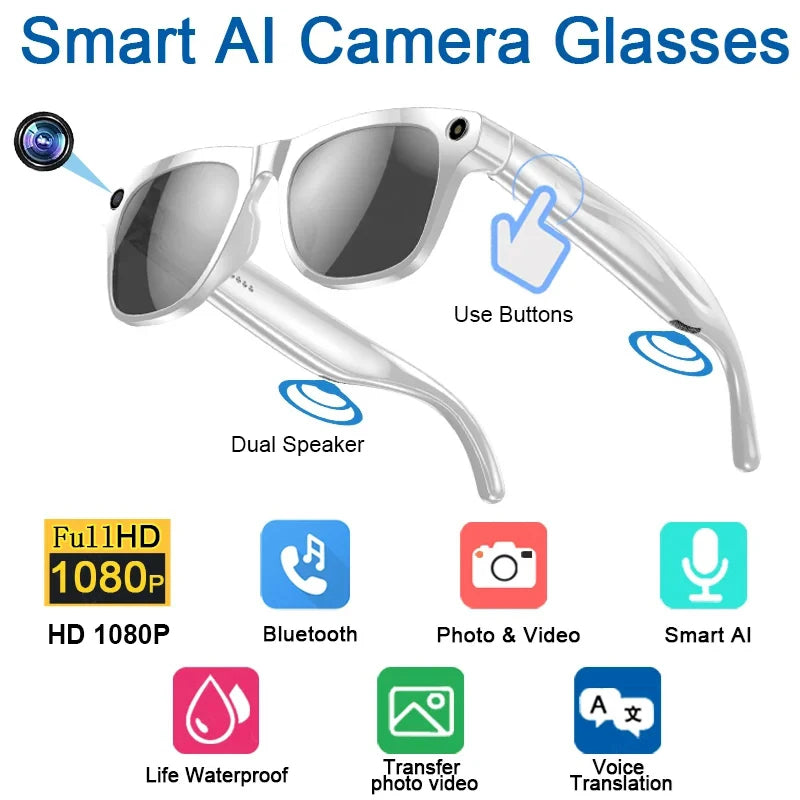 AI smart eyewear with photochromic lenses for indoor and outdoor use