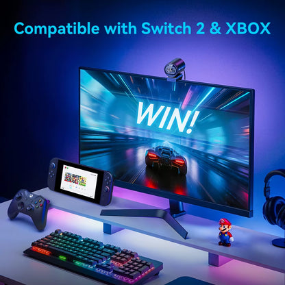 USB webcam plug-and-play connection shown.