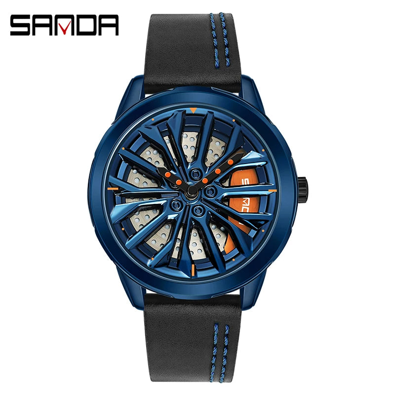 Sports watch with 360-degree spinning design perfect for motorsport fans