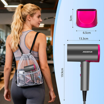 Aigostar travel hair dryer in a suitcase.