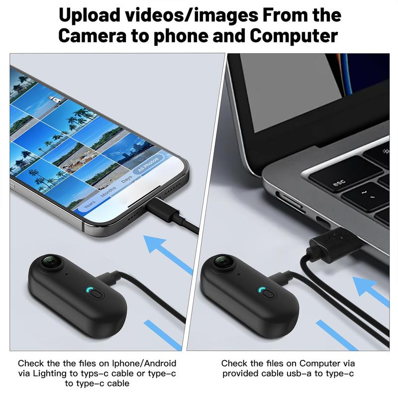 Mini action camera with 64GB storage