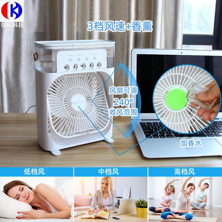 Cooler Air Conditioning Fan 600ML Water Capacity 5 Spray USB Fan Desktop Humidifier Home Cooler LED Light