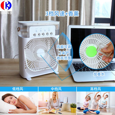 Cooler Air Conditioning Fan 600ML Water Capacity 5 Spray USB Fan Desktop Humidifier Home Cooler LED Light