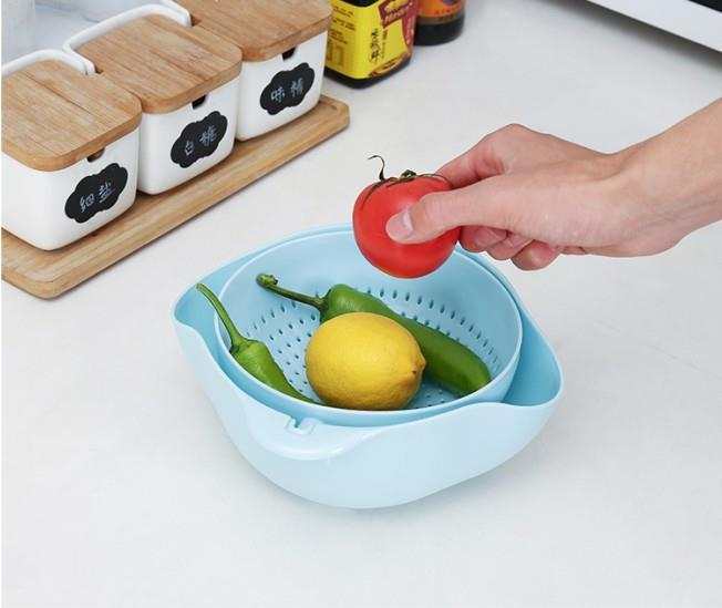 Double Layer Vegetable Washing Basin Draining Basket