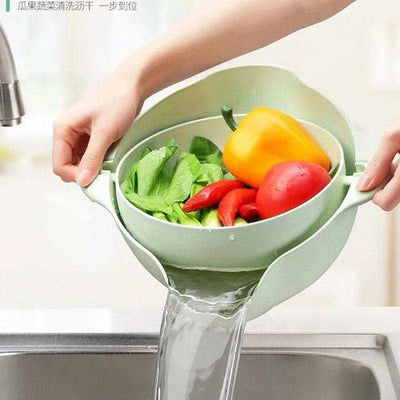 Double Layer Vegetable Washing Basin Draining Basket