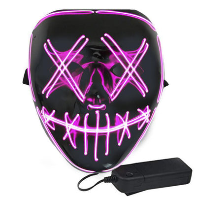 Cross-border Halloween V-shaped LED Cold Light Mask Decoration LED Luminous Mask Ghost Face Horror Atmosphere Mask