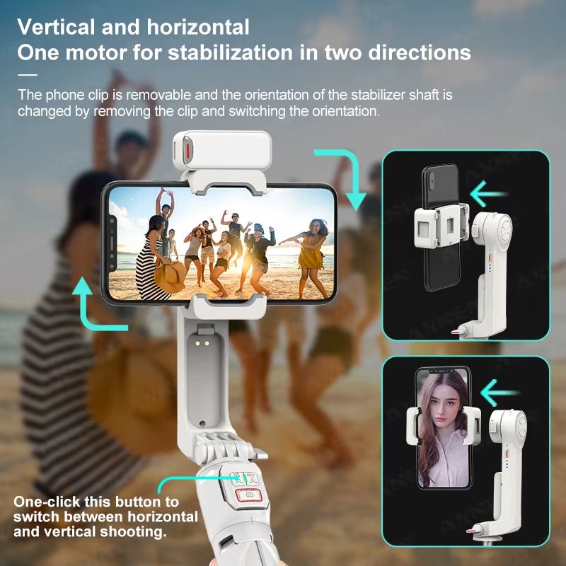Remote controlled phone stabilizer with light for content creation.