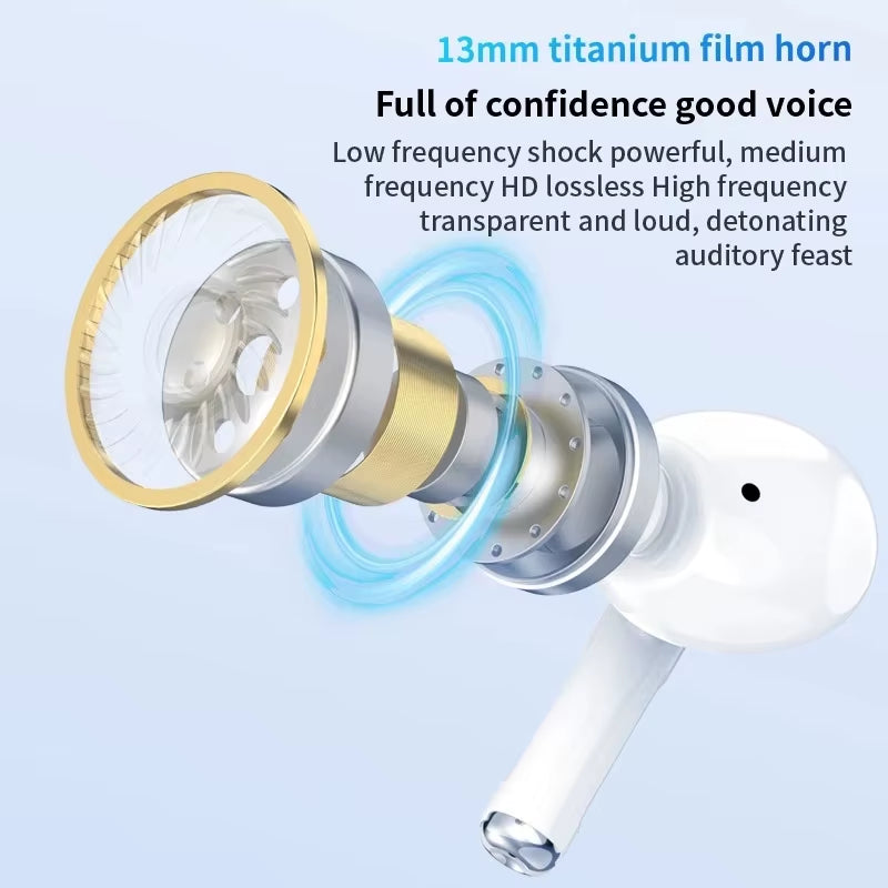 TWS earbuds packaging and contents on a table.
