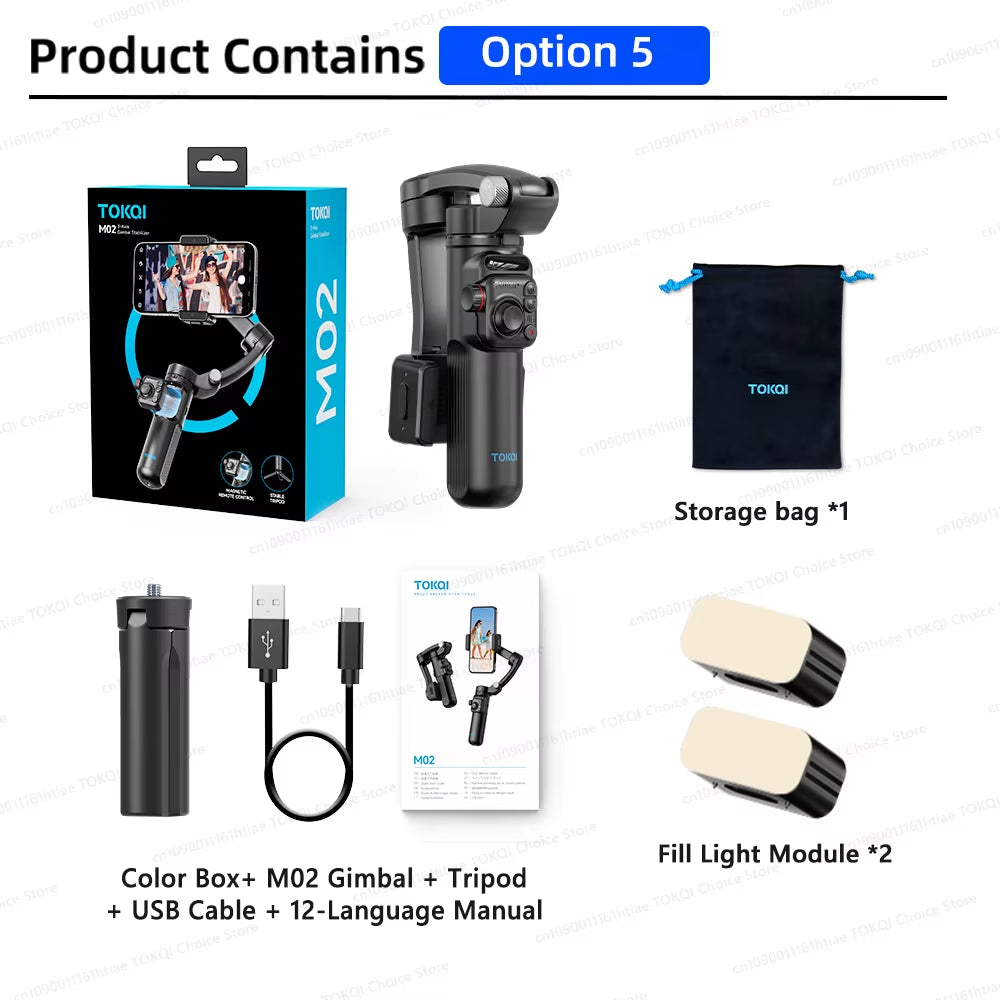 Portable gimbal with tripod for travel vlogging and outdoor video recording