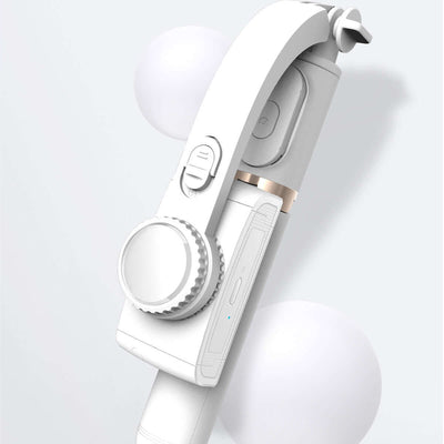 Mobile Phone Gimbal Selfie Stick Handheld Anti-shake Shooting with ergonomic design and control buttons.