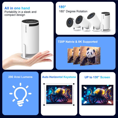 WiFi projector with dual band connectivity and wireless streaming capability